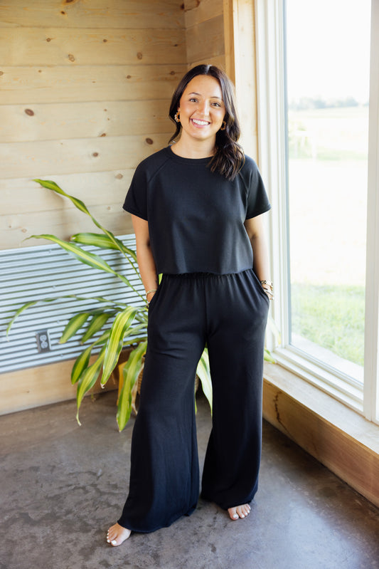 Black French Terry Pant Set