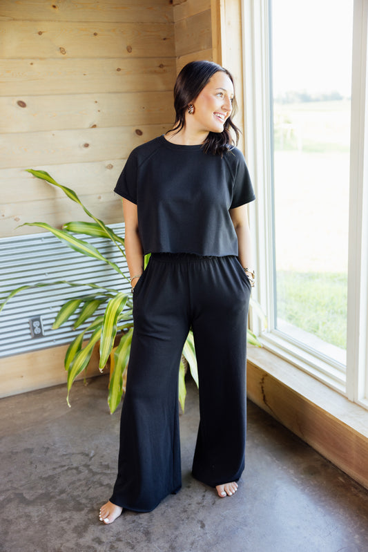 Black French Terry Pant Set