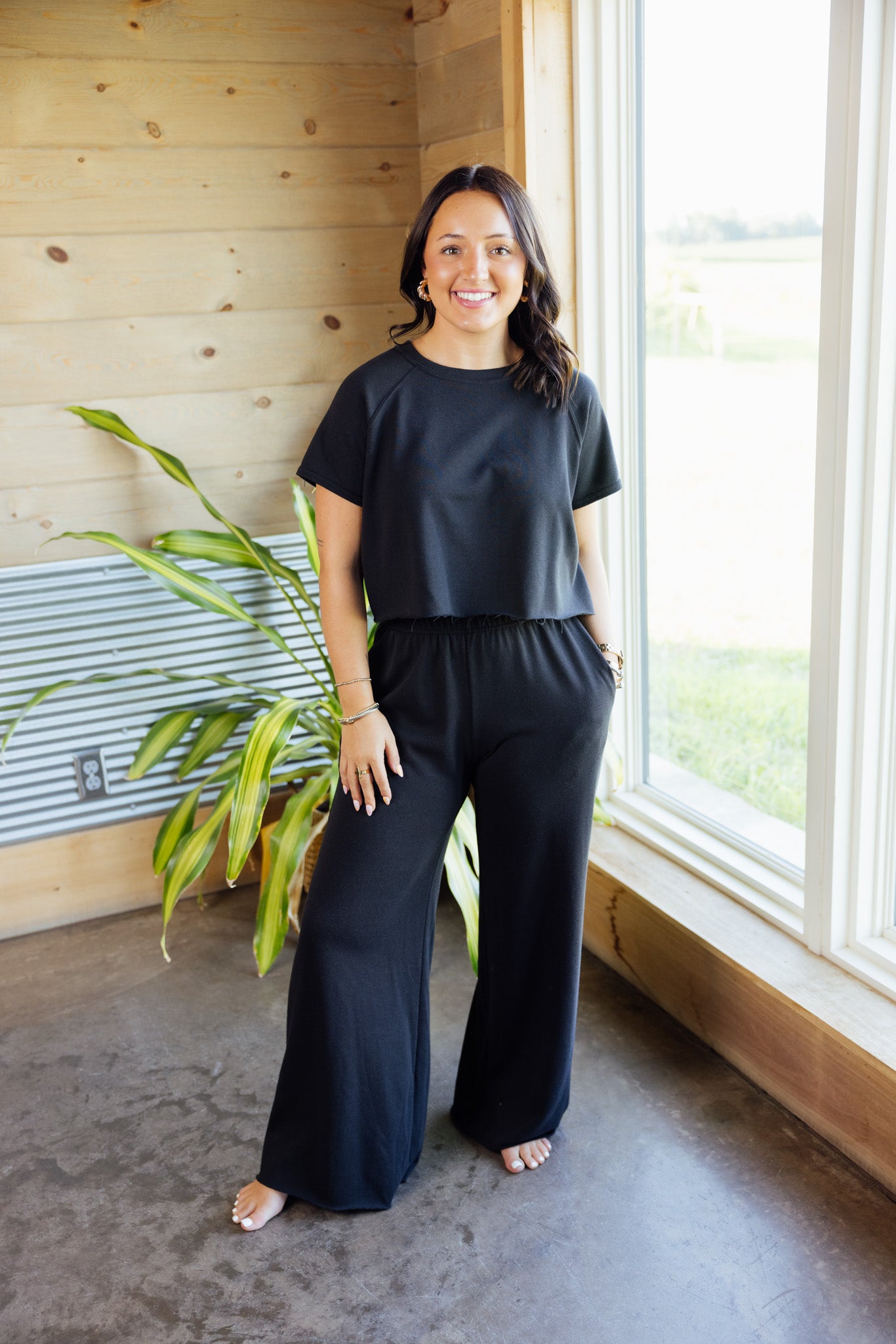 Black French Terry Pant Set