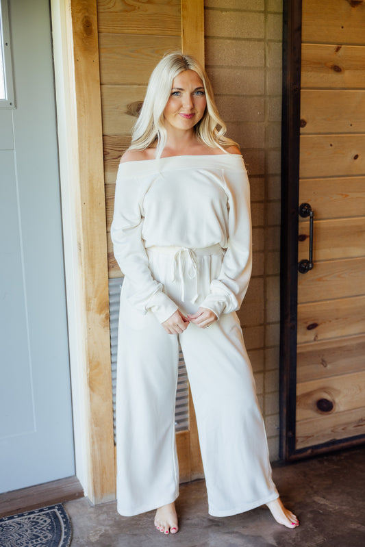 Ecru Off The Shoulder Jumpsuit