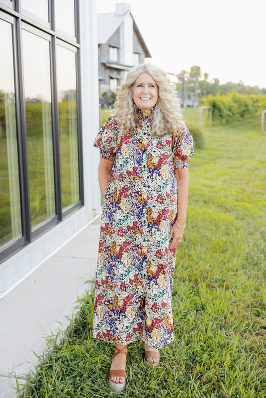 Floral Ruffled Midi Dress