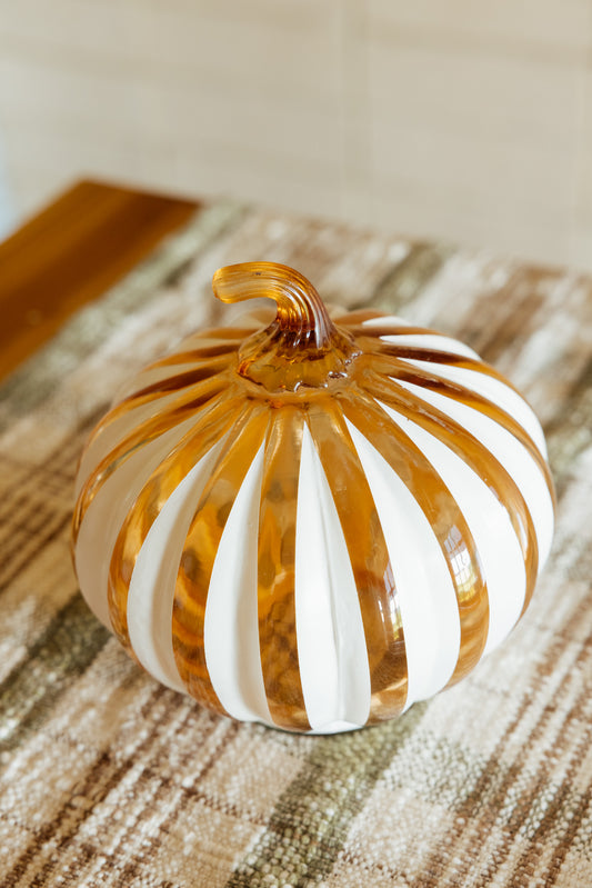 Glass Amber Stripe Pumpkin