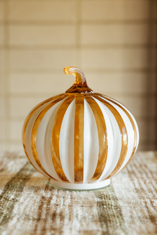 Glass Amber Stripe Pumpkin