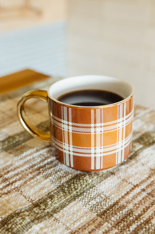 Brown Plaid Coffee Mug