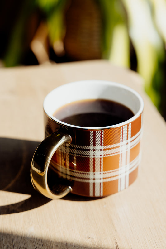 Brown Plaid Coffee Mug