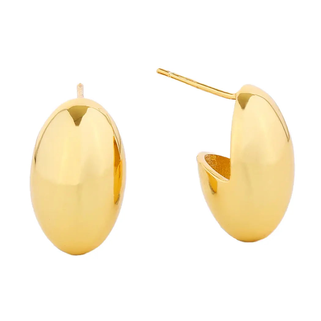 14K Gold Dipped Oval Ball Post Earring