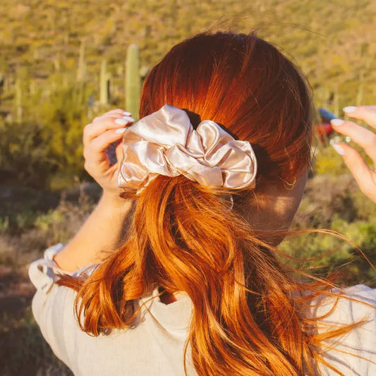 Latte Satin Jumbo Scrunchie