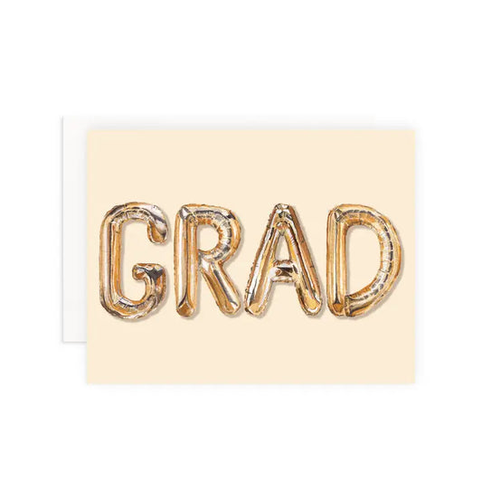 Grad Gold Mylar Balloons Graduation Card