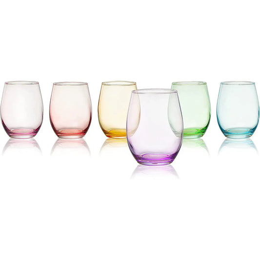 Colored Stemless Wine Glass Set