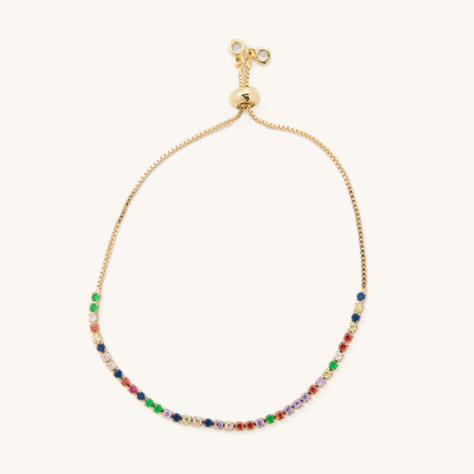 Rainbow Gem Gold Slider Bracelet