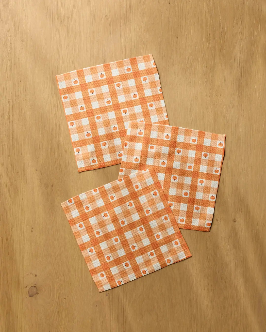 Pumpkin Check Dishcloth Set