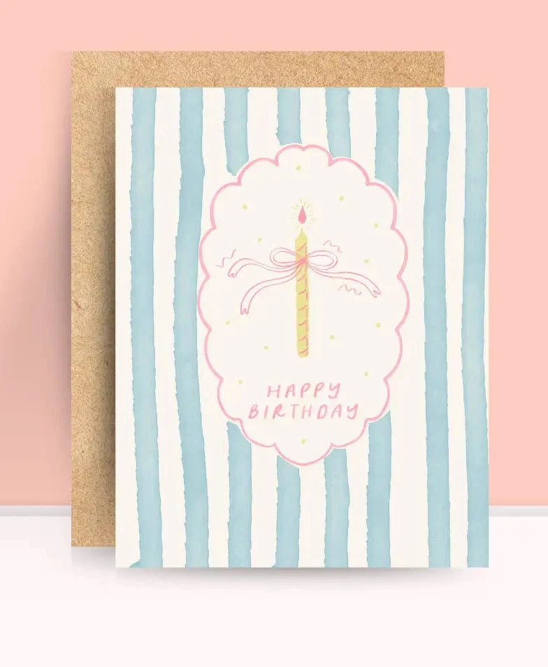 Blue Stripes Birthday Card