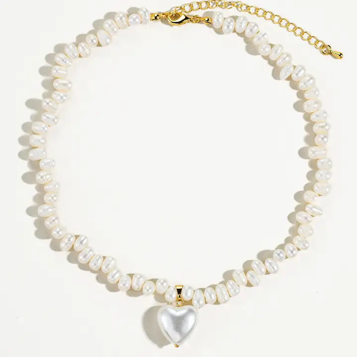 Pearl Heart Choker Necklace