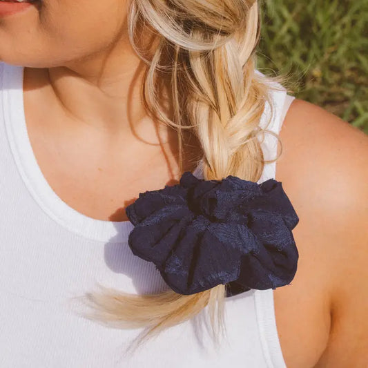 Navy Textured Jumbo Scrunchie