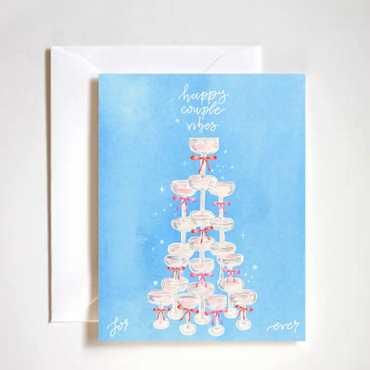 Champagne Tower Happy Couples Card
