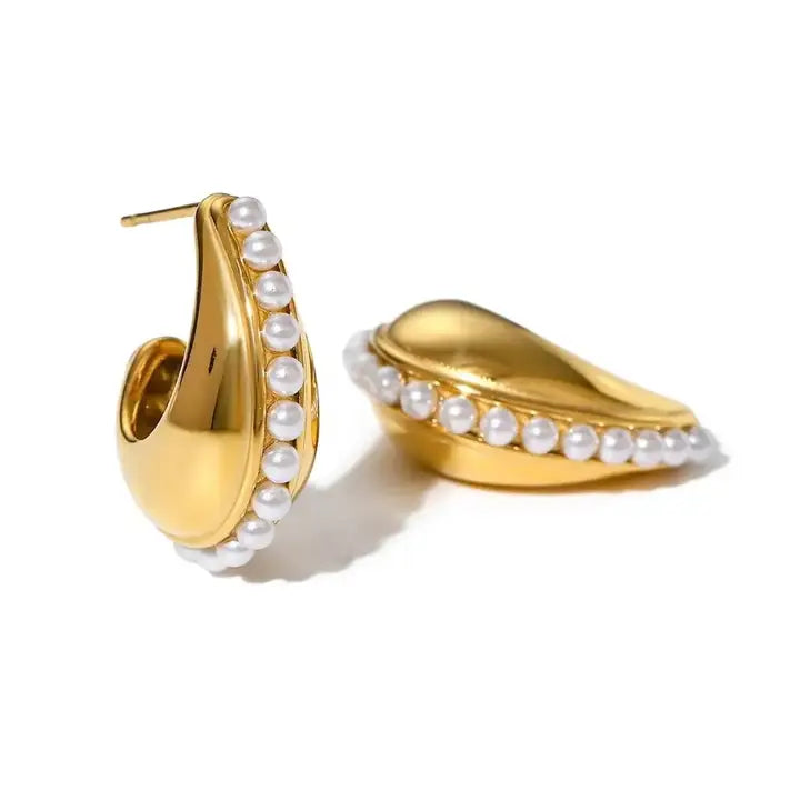 Camila Gold Pearl Hoops