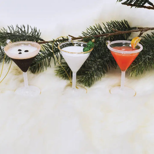 Martini Glass Ornament Set