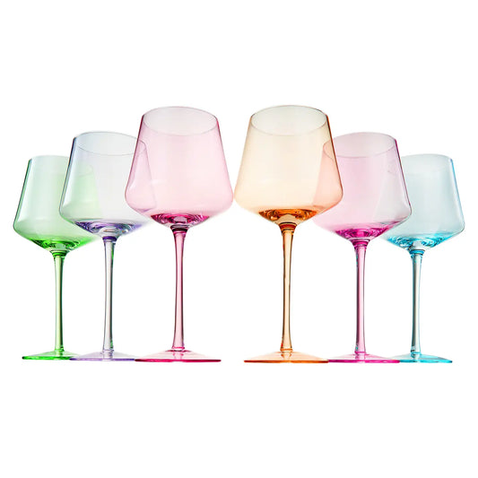Colored Crystal Wine Glass Set of 6