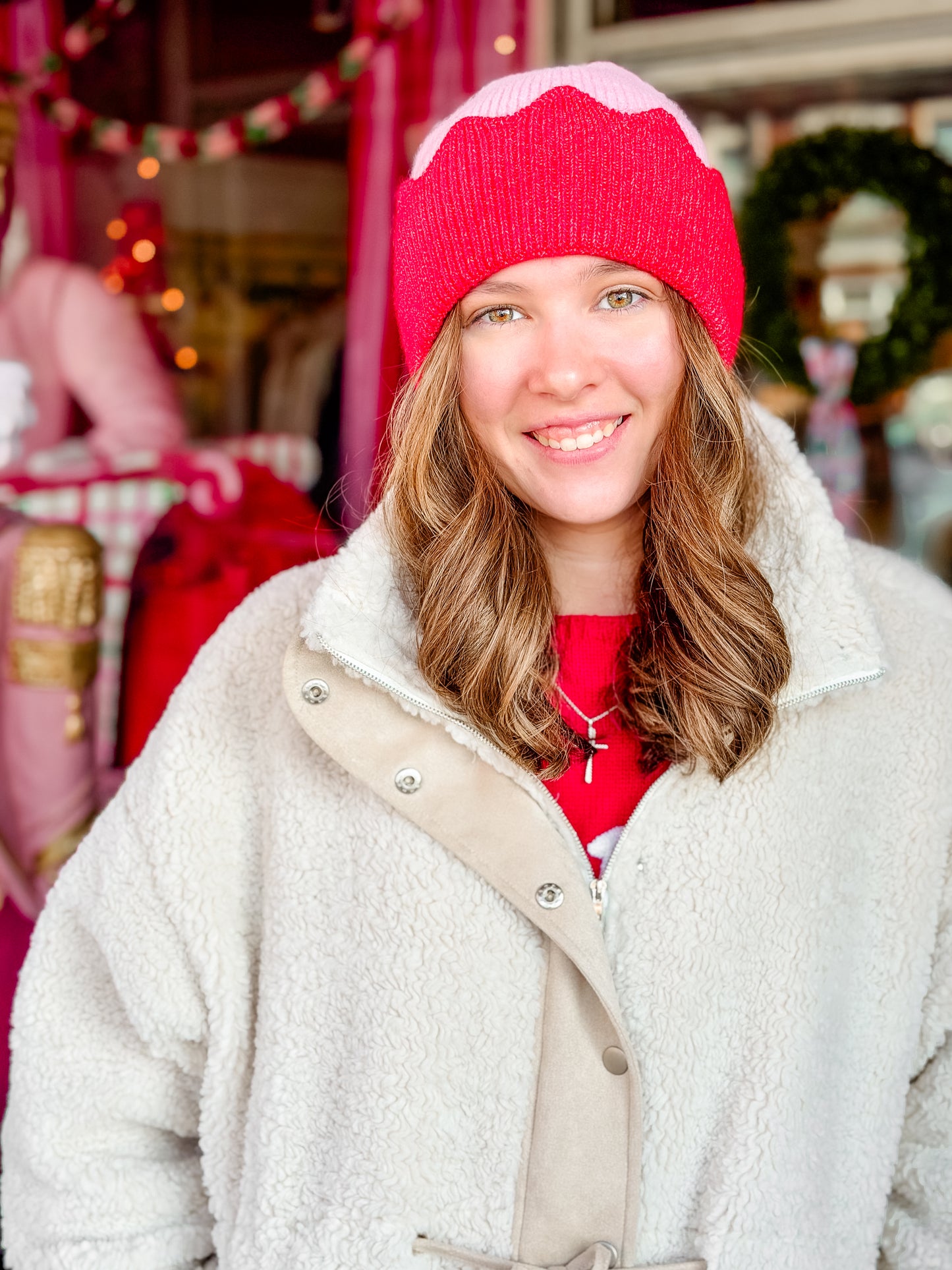 Pink/Red Melody Beanie