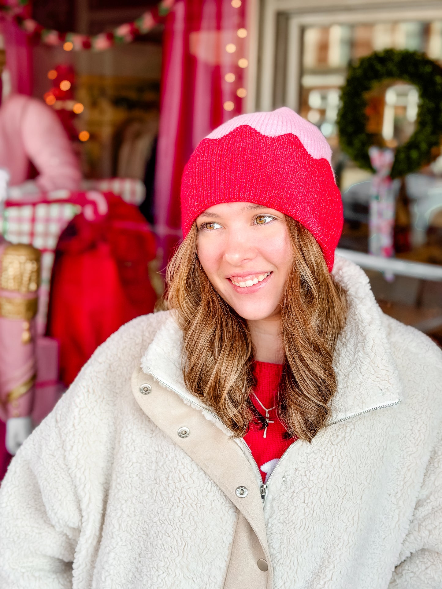 Pink/Red Melody Beanie