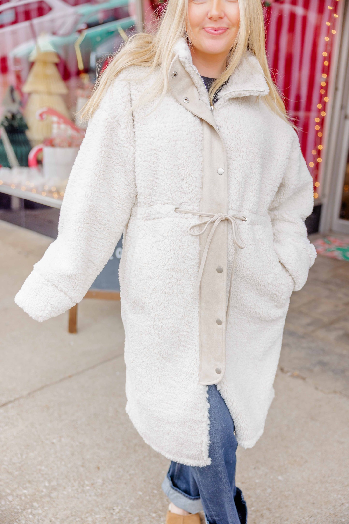 Cream Shearling Coat