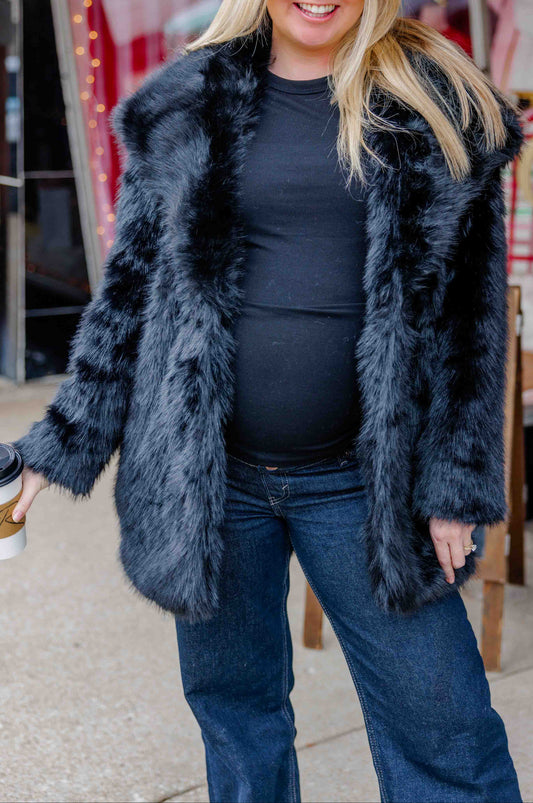 Black Faux Fur Coat