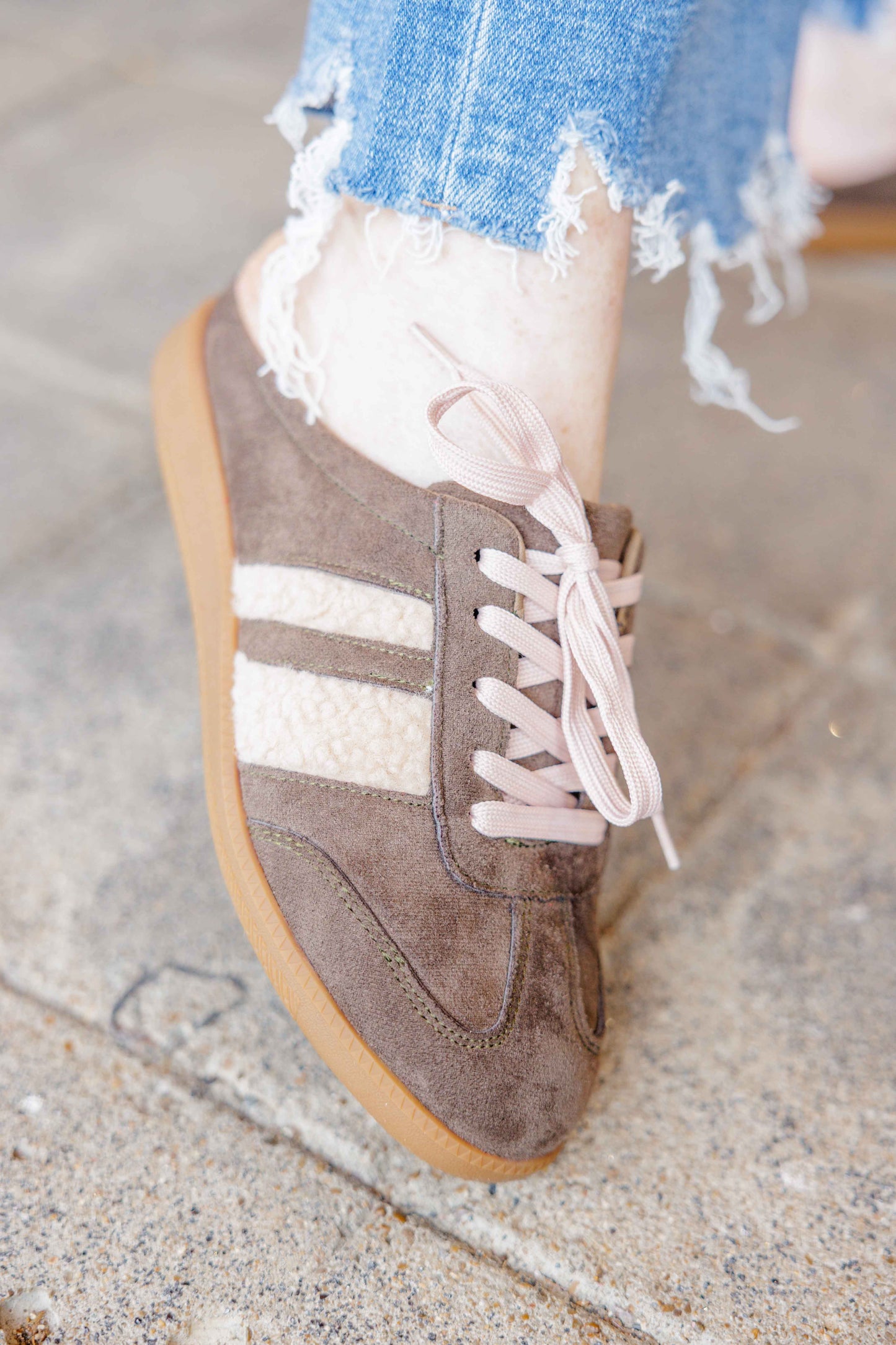 Sandra Khaki Slip On Shoe