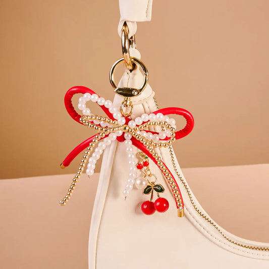 Red Bow Layered Bag Charm