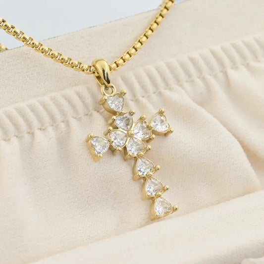 Long Diamond Cross Necklace