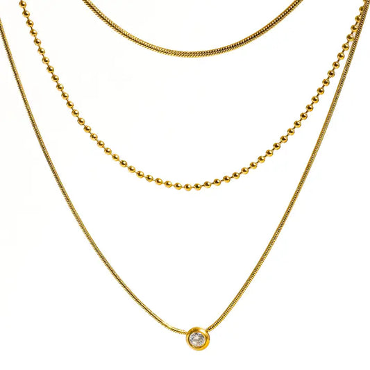 Paulette 18K Trilayer Necklace