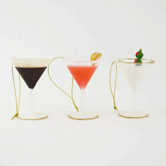 Martini Glass Ornament Set