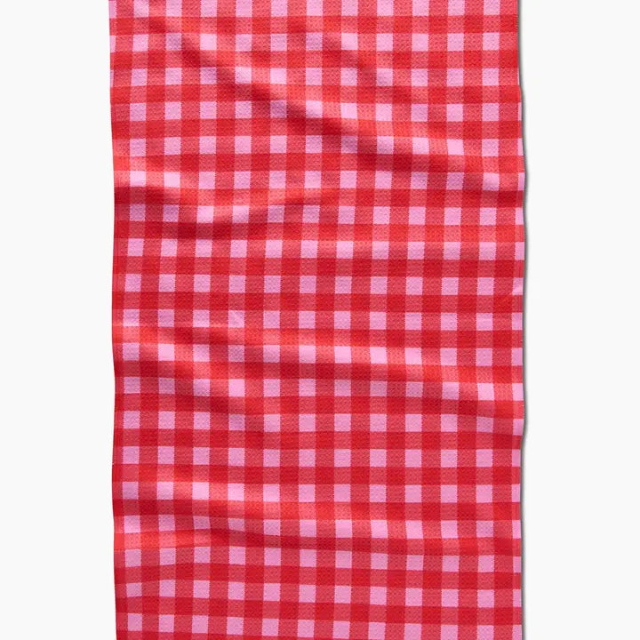 Cherry Gingham Geometry Towel