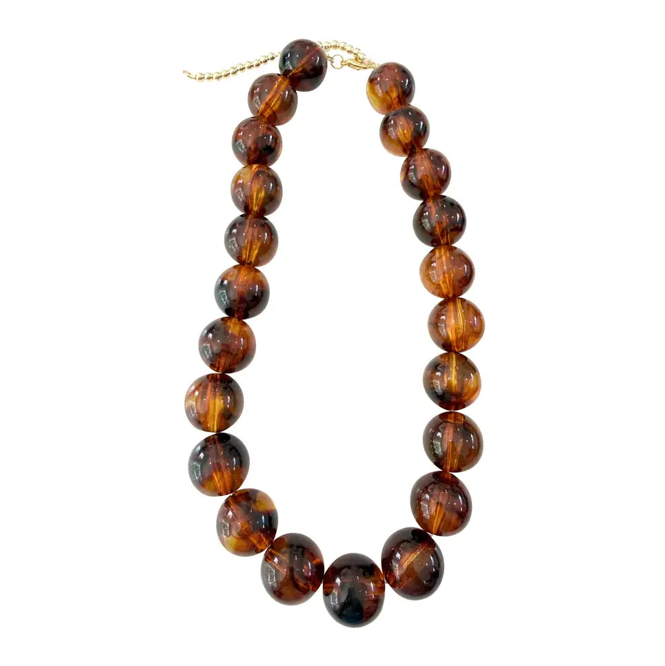 Dark Tortoise Beaded Necklace