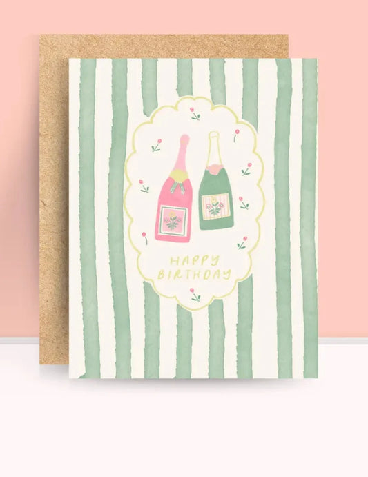 Green Stripes Birthday Card