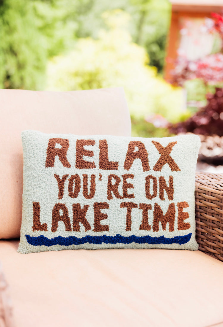 Relax Lake Time Hook Pillow