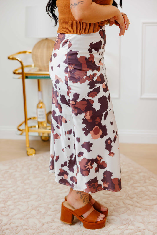Brown Cow Midi Skirt