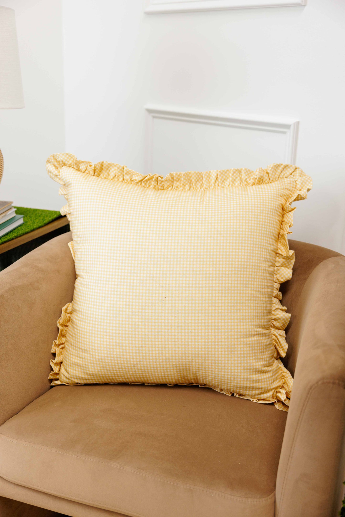 Savannah Gingham Pillow in Gold