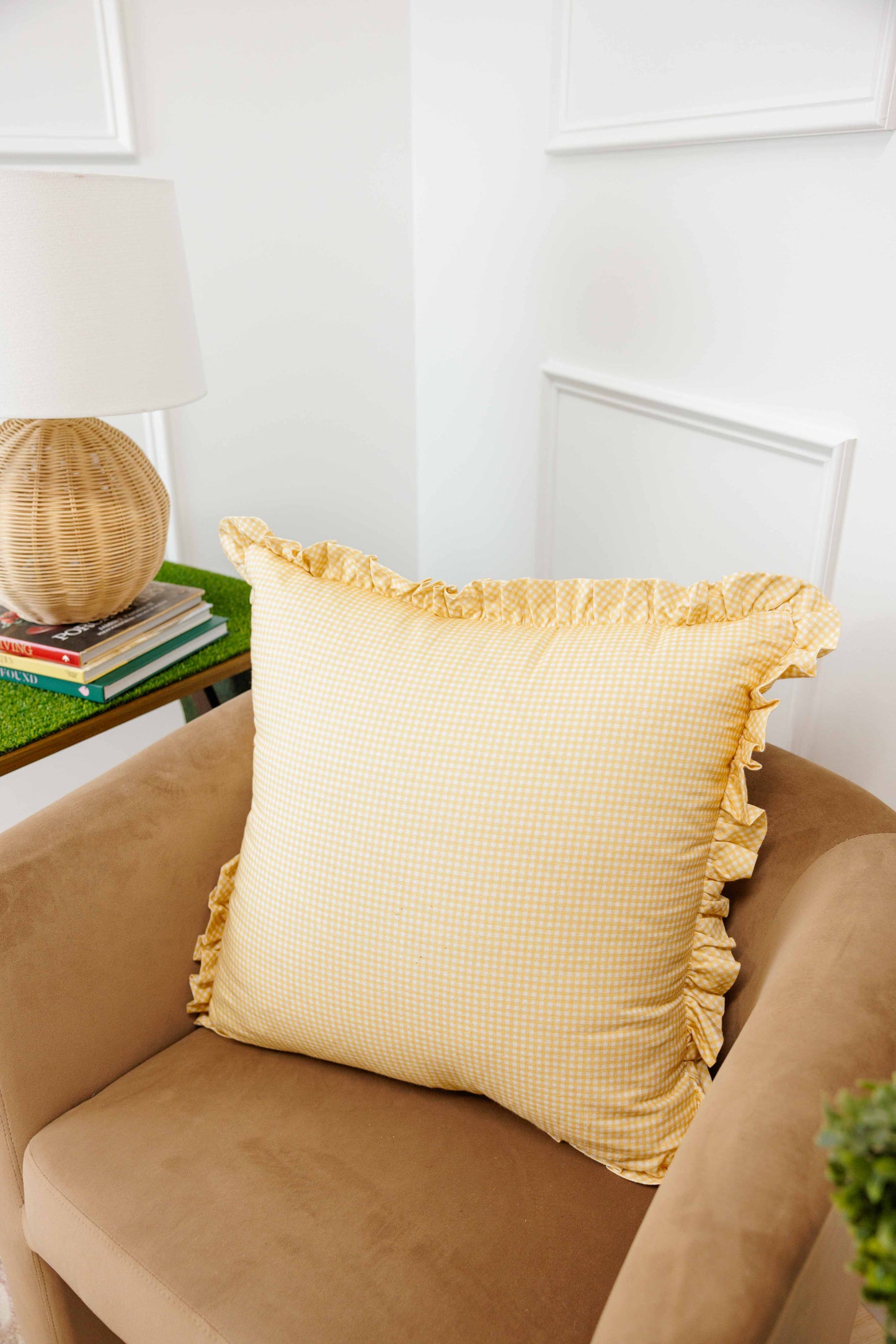 Savannah Gingham Pillow in Gold
