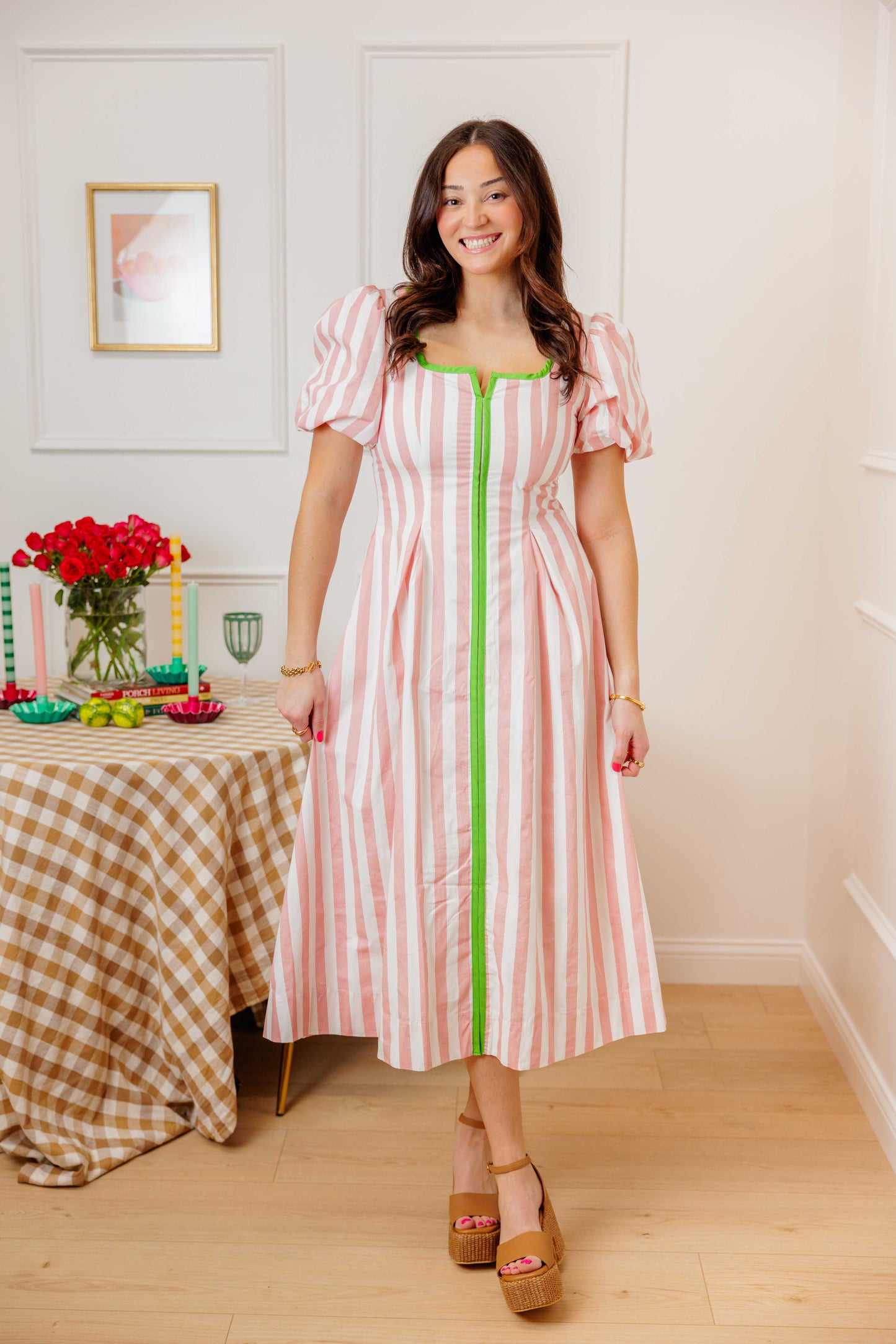 Striped Contrast Midi Dress