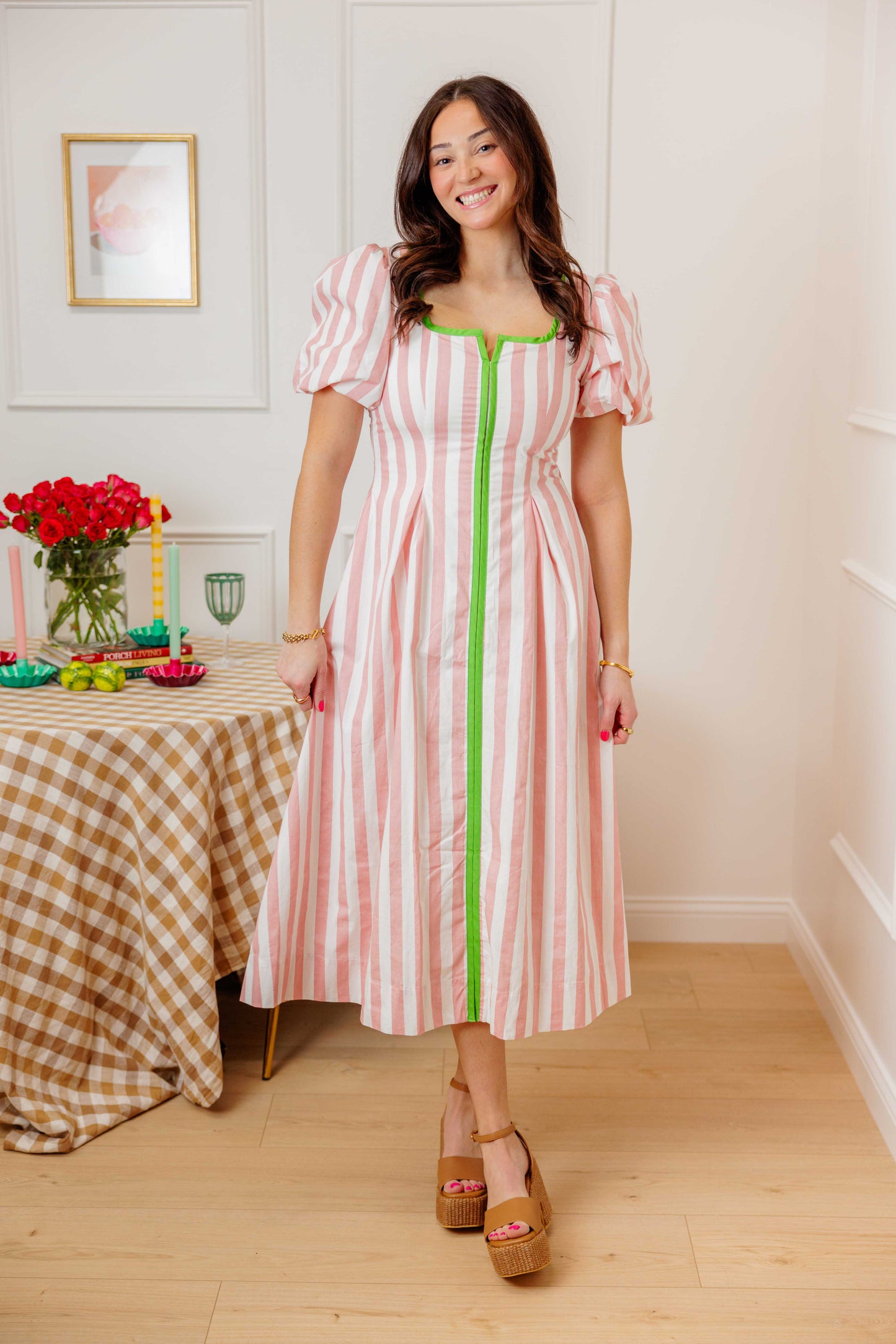 Striped Contrast Midi Dress