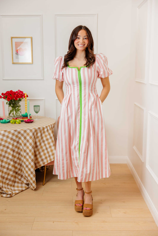 Striped Contrast Midi Dress