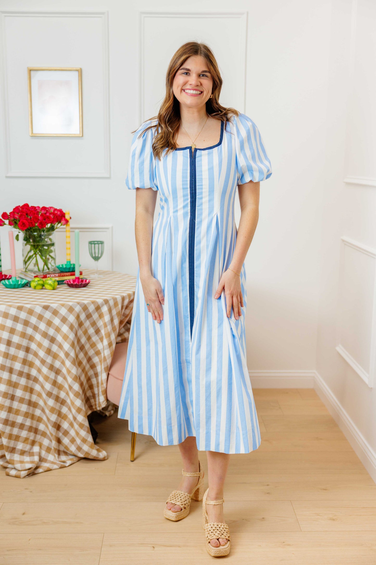 Striped Contrast Midi Dress