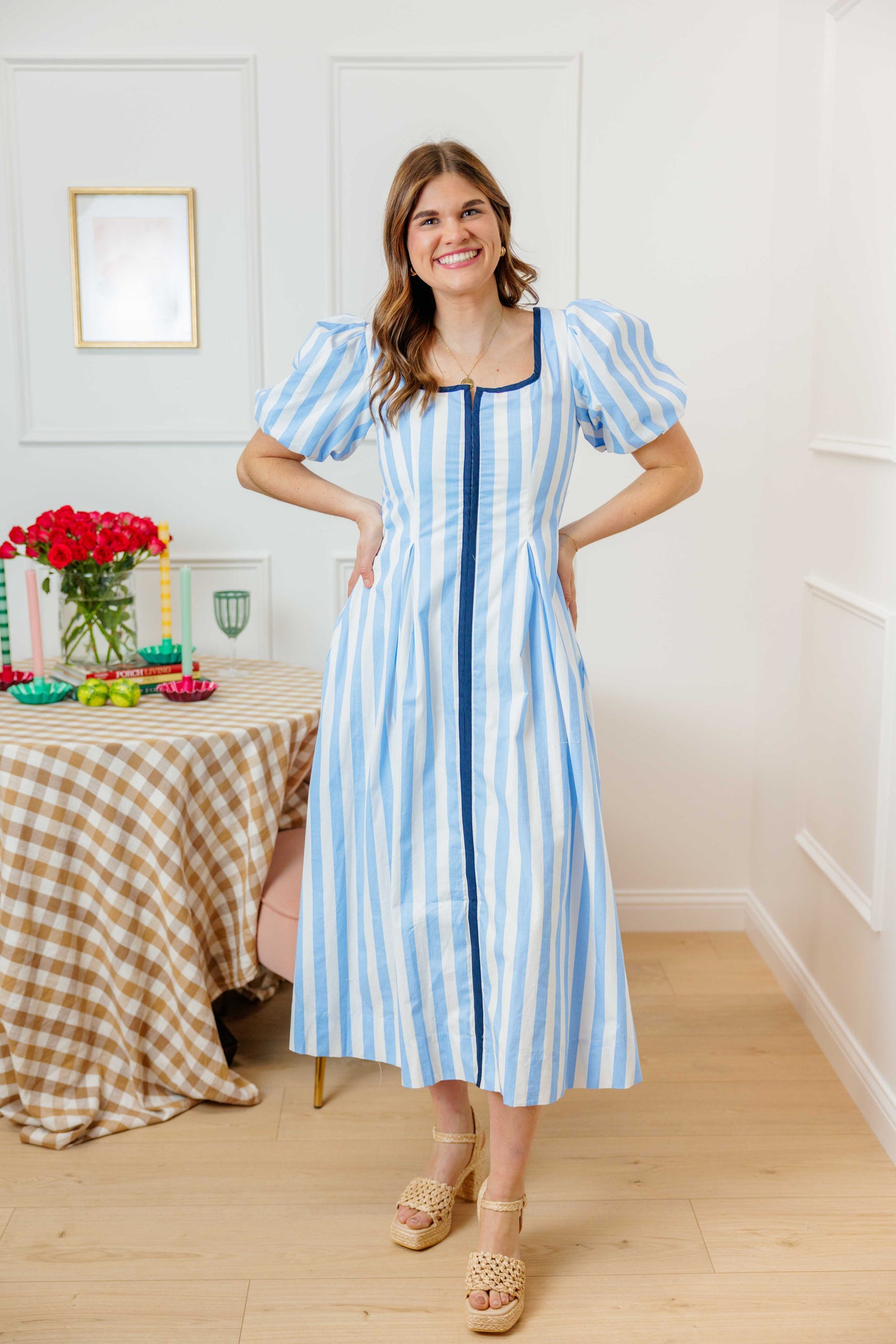 Striped Contrast Midi Dress