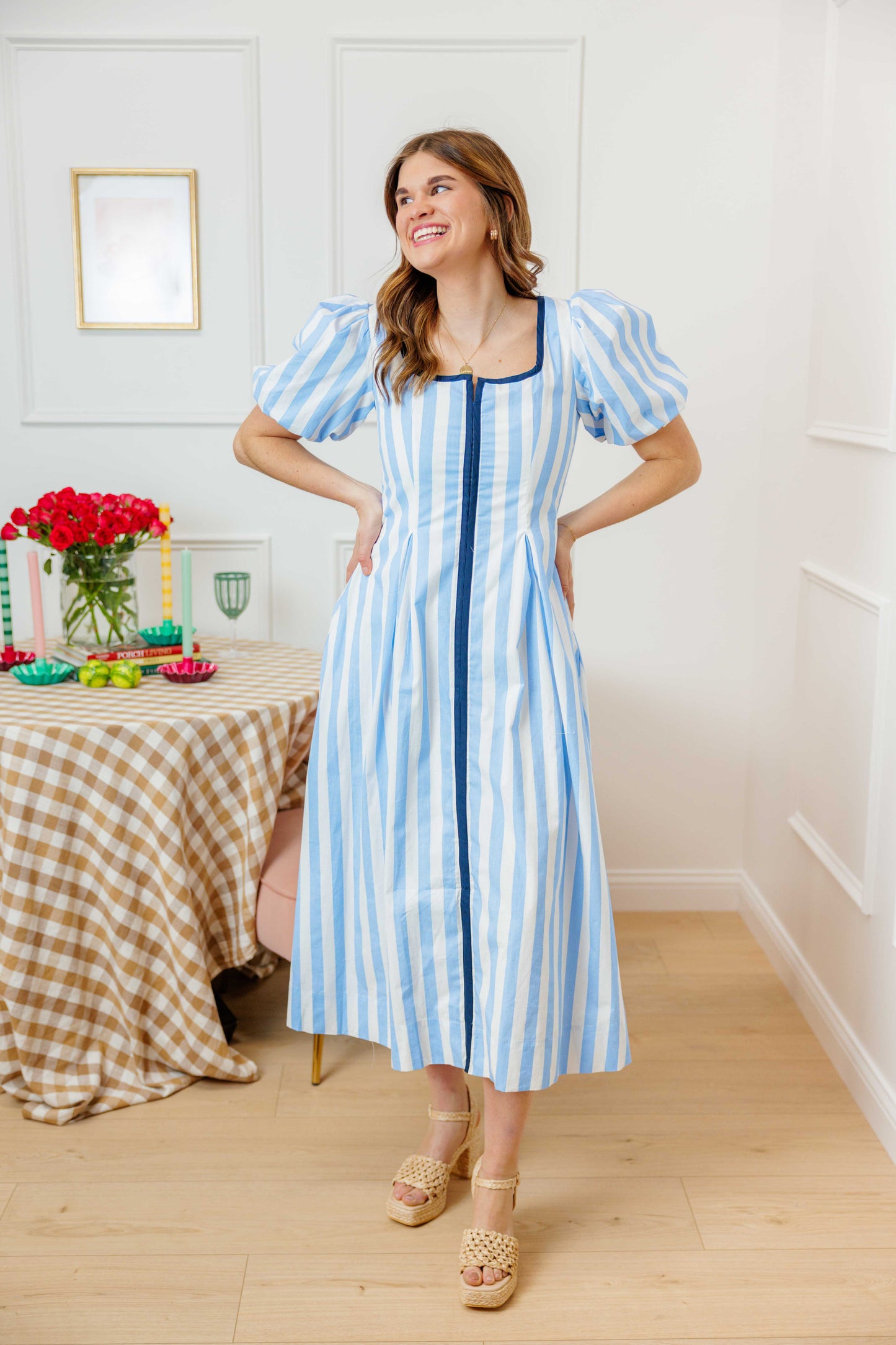 Striped Contrast Midi Dress