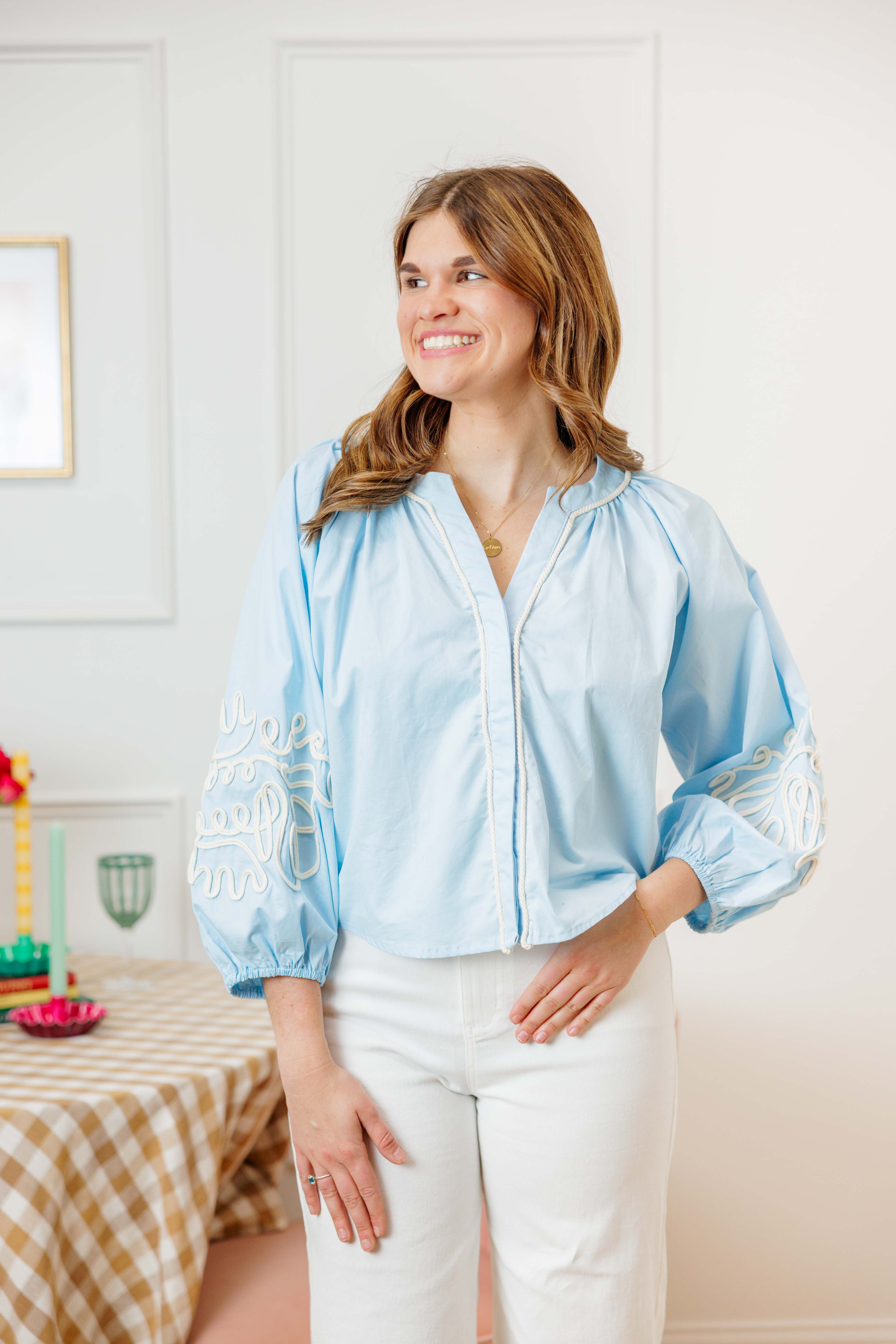 Blue Embroidered Blouse