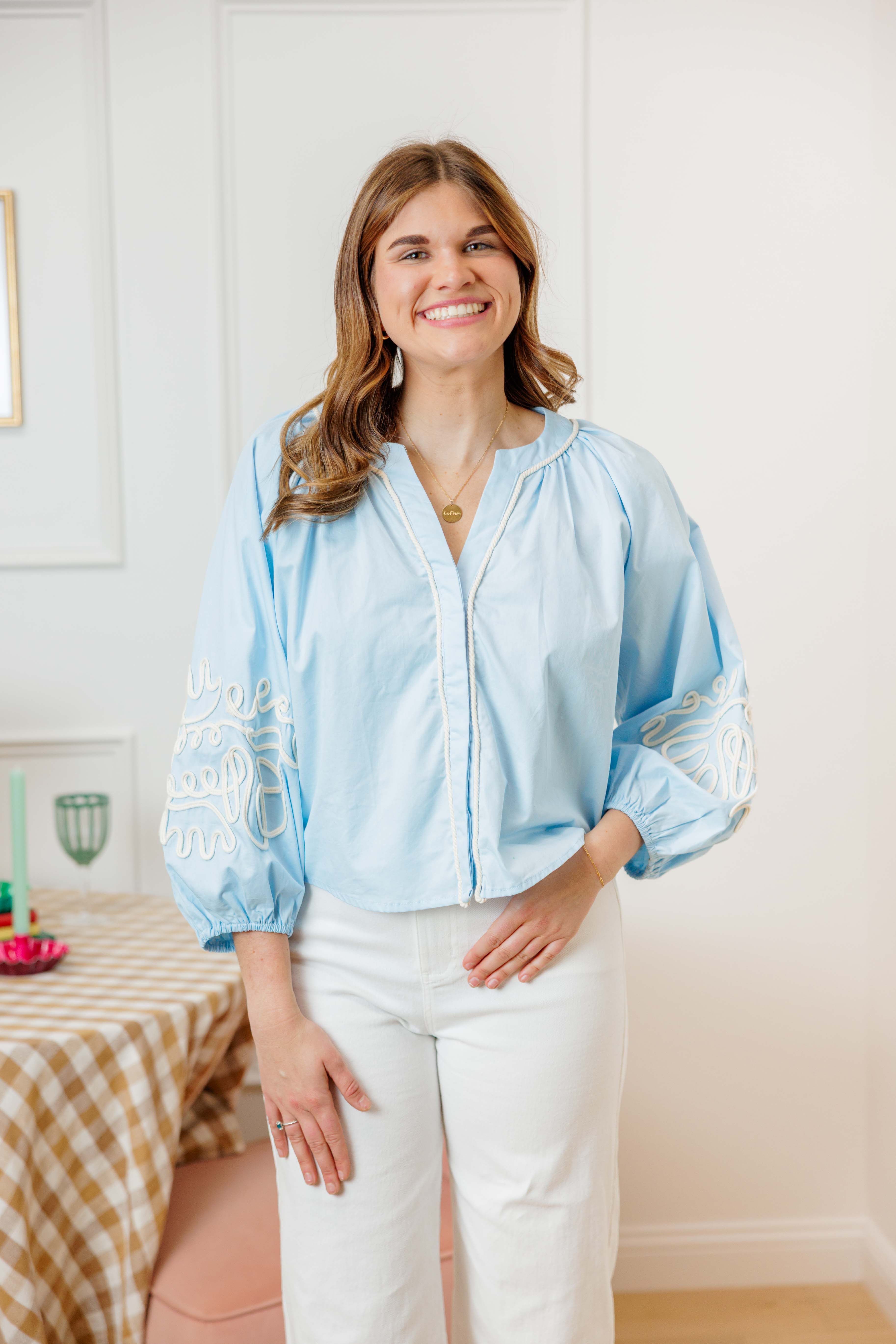 Blue Embroidered Blouse