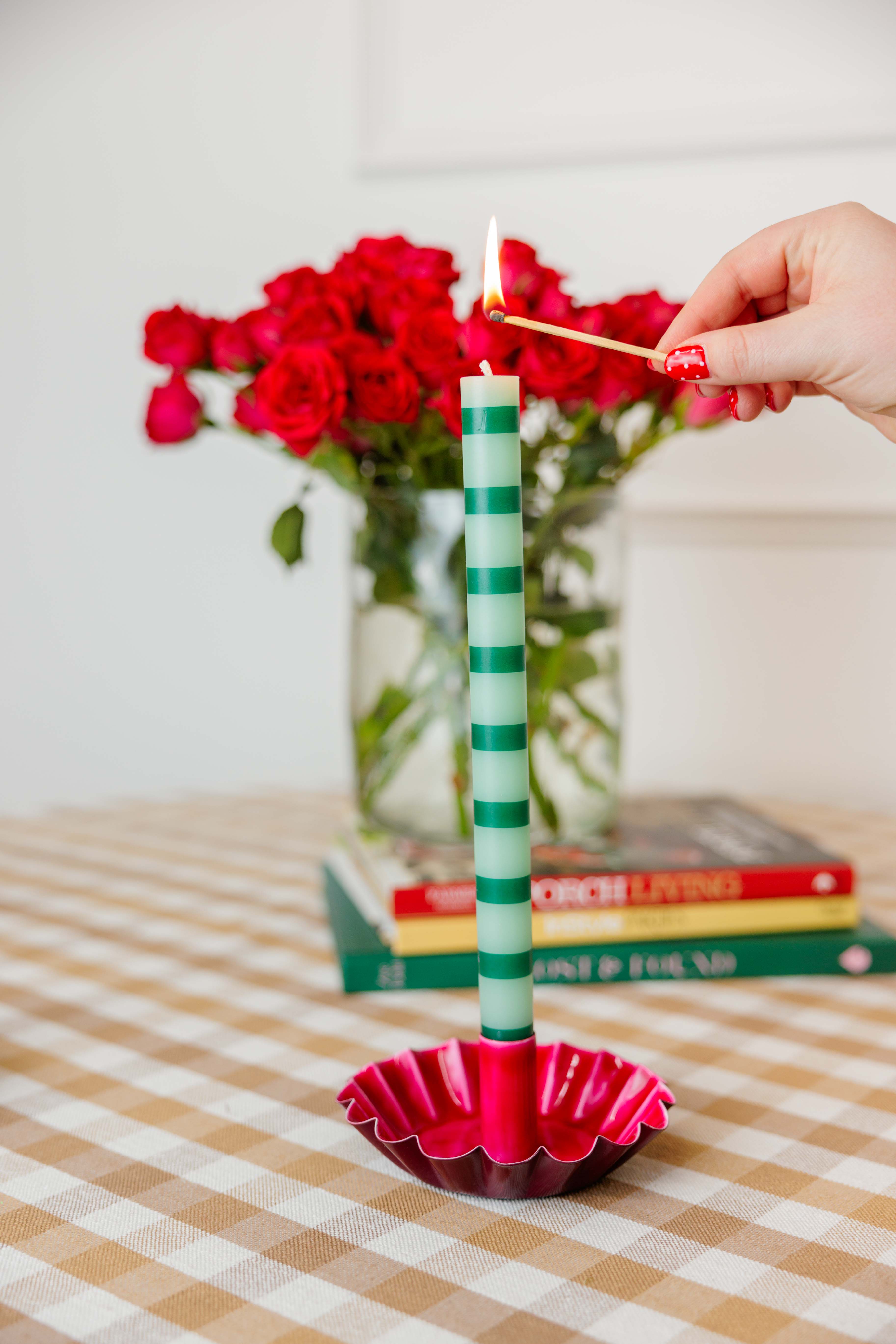 Stripe Dinner Candles