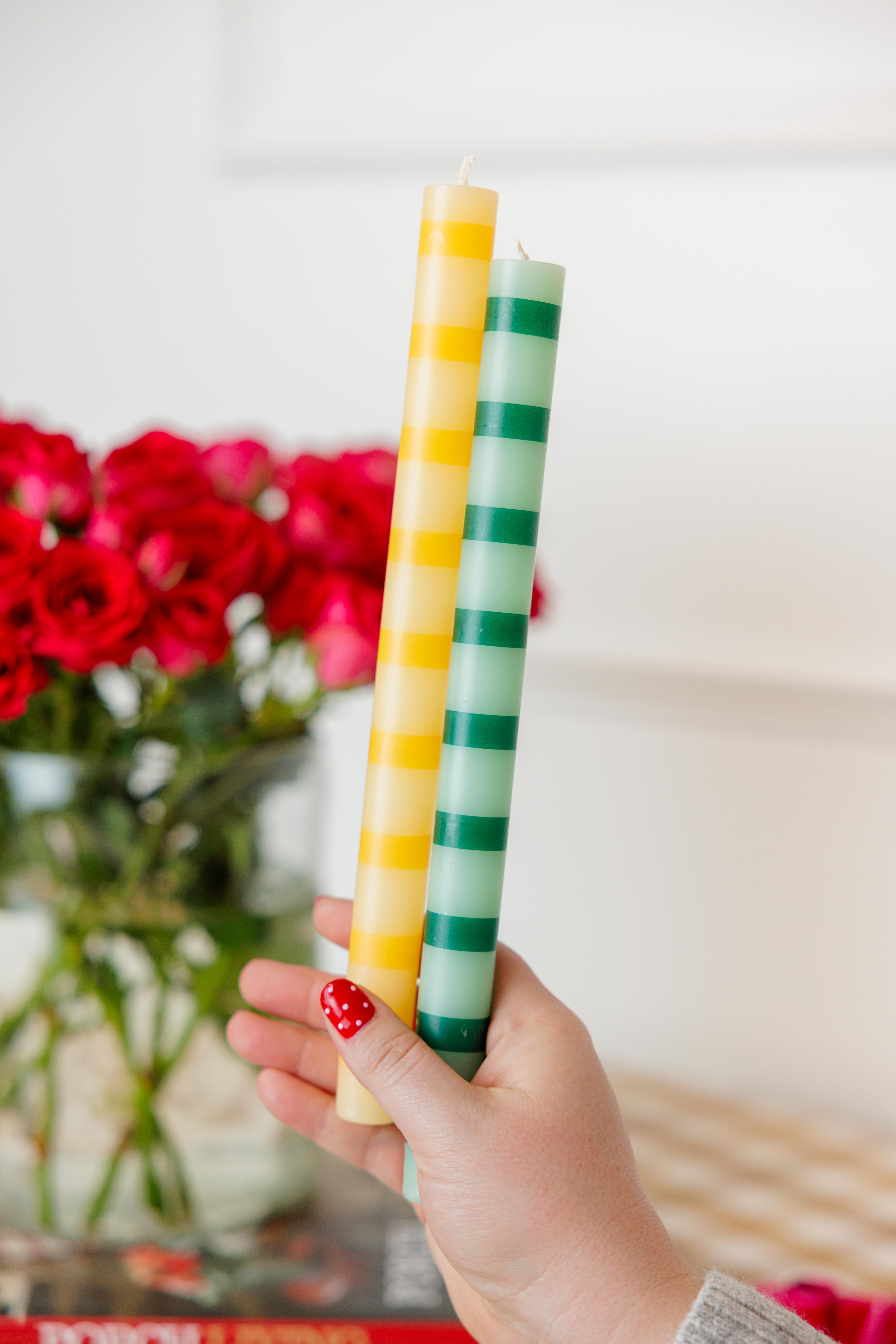 Stripe Dinner Candles