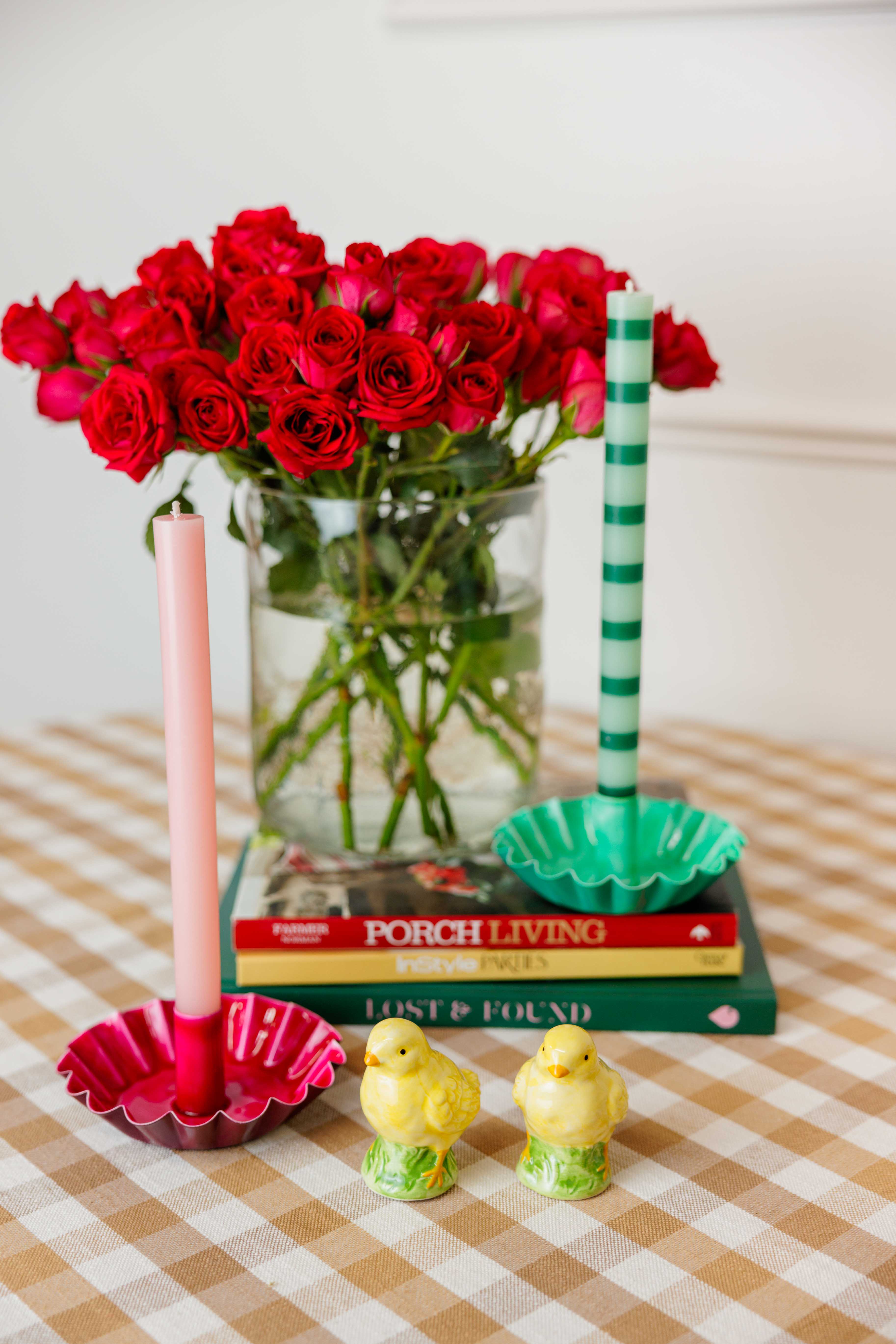 Stripe Dinner Candles