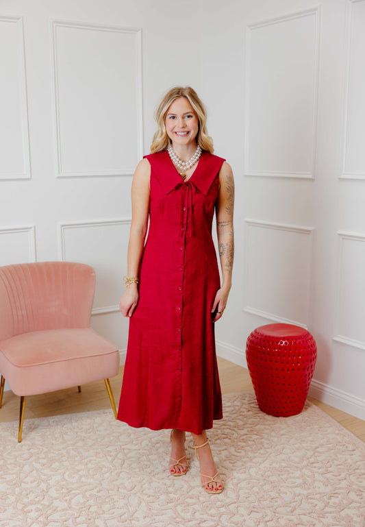 Burgundy Sailor Midi Dress